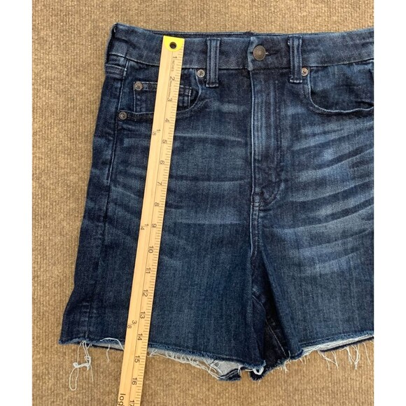 American Eagle Shorts Womens 6 Curvy Hi Rise Cut-Off Whiskered Stretch Denim - Picture 3 of 9